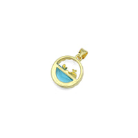 Whale On Blue Ocean Charm Pendant, Sku#LD702