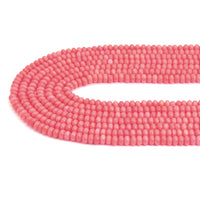 4x6mm Quality Pink Coral Smooth Rondelle Beads, Sku#U1973