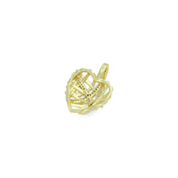 Clear CZ Gold Cage Puffy Heart Charm Pendant, Sku#LD708