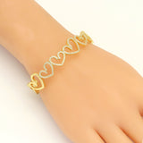 Gold CZ Twisted Heart Adjustable Bracelet, Sku#LK950