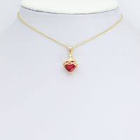 Red Heart Gold Cross Charm Pendant,Sku#LD712