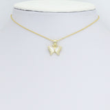 Clear CZ Gold White Enamel Butterfly Charm Pendant,Sku#LD713