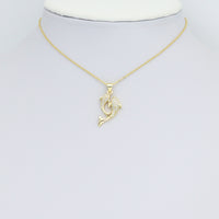 Clear CZ Gold Dolphin Charm Pendant,Sku#LD715