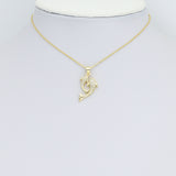 Clear CZ Gold Dolphin Charm Pendant,Sku#LD715