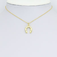 Clear CZ Gold U Shape horseshoe Charm Pendant,Sku#LD717