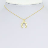 Clear CZ Gold U Shape horseshoe Charm Pendant,Sku#LD717