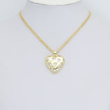 Clear CZ Gold Silver Heart on Heart Charm Pendant,Sku#LD714