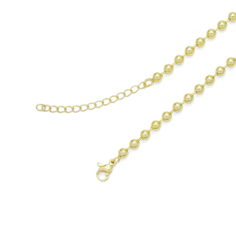 Gold Silver String Round Ball Chain Adjustable Necklace, Sku#A326