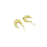 Gold Silver Twisted Geometry Huggie Earrings, Sku#A217
