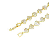 Gold Silver Clear CZ Heart Adjustable Bracelet, Sku#A331