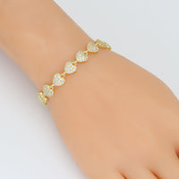 Gold Silver Clear CZ Heart Adjustable Bracelet, Sku#A331