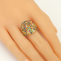 Colorful Baguette CZ Oval Statement Ring, Sku#LX509