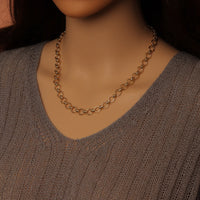 Gold Round Link Chain Necklace Bracelet, sku#EF771