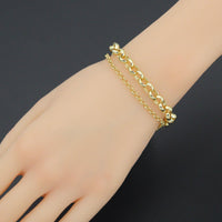 Rolo Link Chain Necklace Bracelet, Charm bar necklace bracelet, sku#EF793