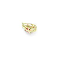 Clear Red CZ Gold Teardrop Shape charm Pendant, Sku#LK1271