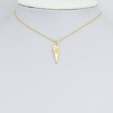 Clear CZ Gold Long Triangle Carrot Charm Pendant,Sku#LX849