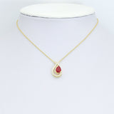 Clear Red CZ Gold Teardrop Shape charm Pendant, Sku#LK1271