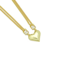 Gold Silver Heart Pendant Double Link Chain Necklace, Sku#A333