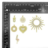 Pineapple Flower Filigree Circle Heart Sunburst Flamingo charm, Sku#LK1270