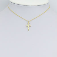 Hammered Gold Cross Charm Pendant,Sku#LX857