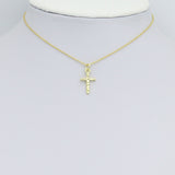 Hammered Gold Cross Charm Pendant,Sku#LX857