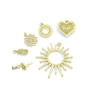 Pineapple Flower Filigree Circle Heart Sunburst Flamingo charm, Sku#LK1270