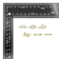 Rectangle, Square, Cross Heart, Flower, Zig zag, Tiny heart adjustable Ring, Sku#LK1272