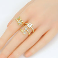 Rectangle, Square, Cross Heart, Flower, Zig zag, Tiny heart adjustable Ring, Sku#LK1272