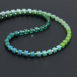 Ombré Green Color Cube Stone Necklace with Toggle clasp , Sku#EF796
