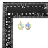 White Purple Enamel Gold StarFish Shell Pearl Oval charm, Sku#Z1483