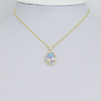 White Purple Enamel Gold StarFish Shell Pearl Oval charm, Sku#Z1483