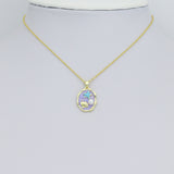 White Purple Enamel Gold StarFish Shell Pearl Oval charm, Sku#Z1483