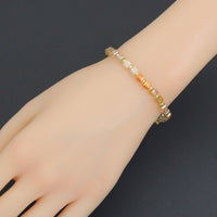 Champagne color Cube Beads necklace Bracelet, Sku#EF798