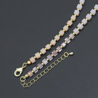 Ombré Pink Champagne color Cube Beads necklace Bracelet, Sku#EF799