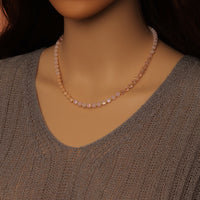 Ombré Pink Champagne color Cube Beads necklace Bracelet, Sku#EF799