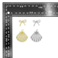 Gold Silver Pearl Shell Bow Pendant charm, Sku#A502