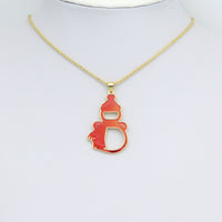 Red Enamel Christmas Snowman Charm Pendant,Sku#LK1211