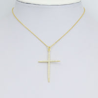 Gold Clear CZ Cross Pendant charm, Sku#F388
