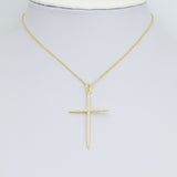 Gold Clear CZ Cross Pendant charm, Sku#F388