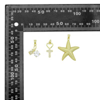 Gold Clear CZ Cross Heart Starfish Flower Big CZ Pendant charm, Sku#LK1273