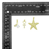 Gold Clear CZ Cross Heart Starfish Flower Big CZ Pendant charm, Sku#LK1273