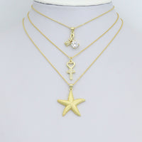 Gold Clear CZ Cross Heart Starfish Flower Big CZ Pendant charm, Sku#LK1273