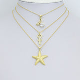 Gold Clear CZ Cross Heart Starfish Flower Big CZ Pendant charm, Sku#LK1273