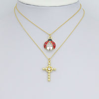 Gold Silver Ball Cross Ladybird Ladybug Pendant charm, Sku#A505