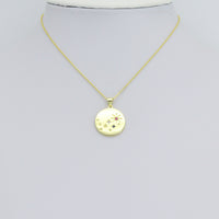 Colorful CZ North Star Coin Gold Charm Pendant,Sku#LX859