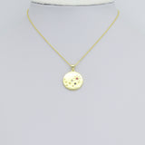 Colorful CZ North Star Coin Gold Charm Pendant,Sku#LX859