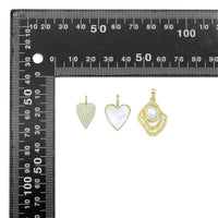 CZ Heart, Mother of Pearl Heart, Oval Pearl Pendant charm, Sku#LX917