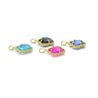 Colorful Cyrstal Gold Flower Charm Pendant,Sku#FH245