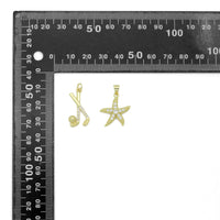 CZ Pave Hockey Stick Ball, Starfish Pendant charm, Sku#LK1274