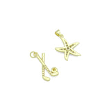 CZ Pave Hockey Stick Ball, Starfish Pendant charm, Sku#LK1274